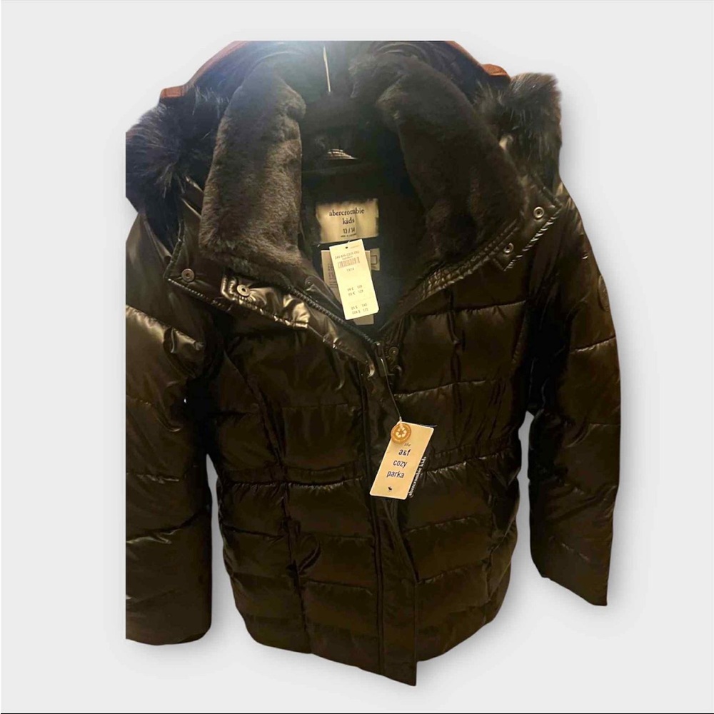 Black Puffer Jacket with Faux Fur Hood